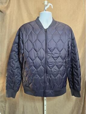 French Connection Mens Marine Quilted Sporty Bomber Navy Jacket L